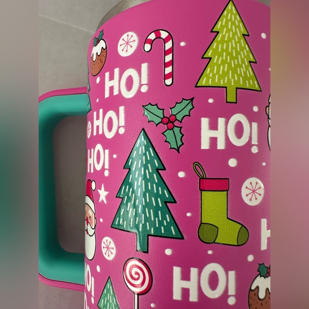Meoky 40oz Festive Pink Holiday Tumbler with Straw - Picture 14 of 17
